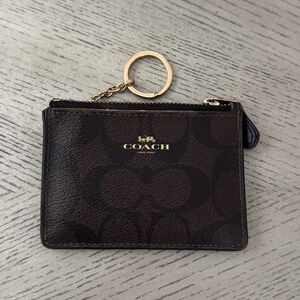 Coach Dark Brown Signature Keychain Pouch